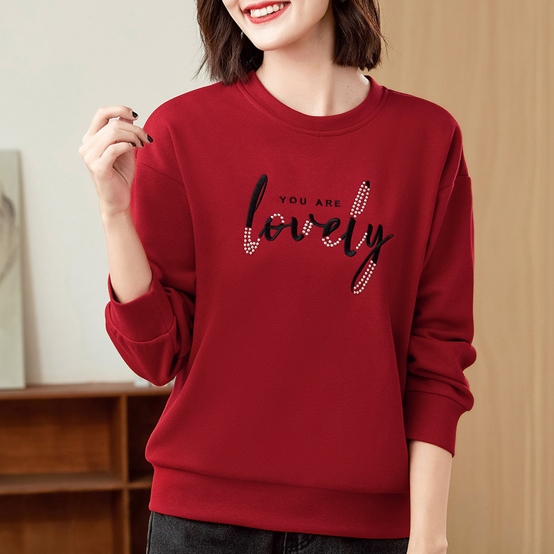 圆领卫衣女春秋薄款2022年新款秋季高端品牌女装今年流行加绒上衣