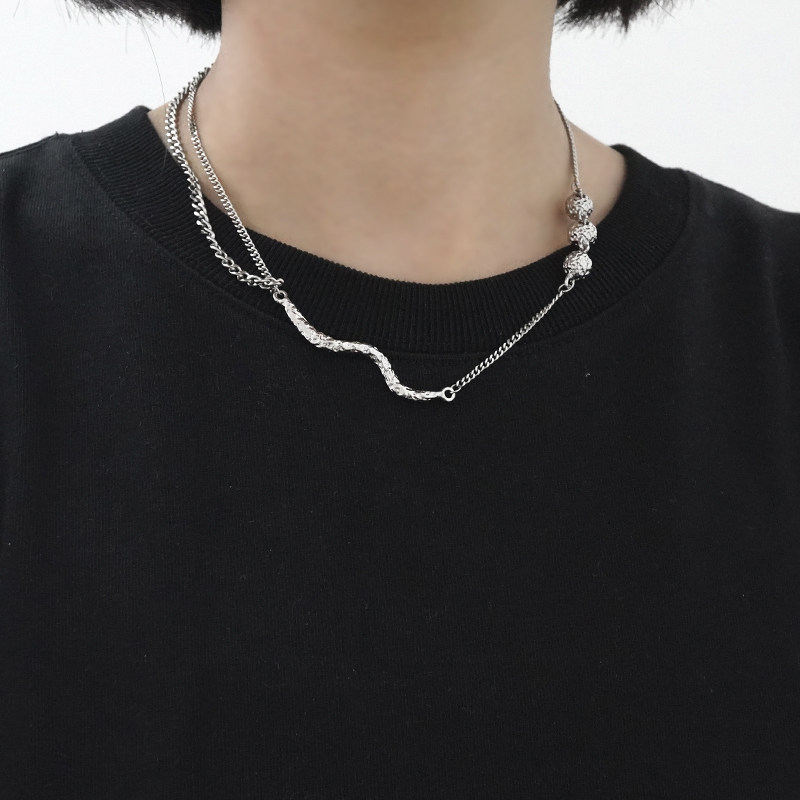 kansai新款男女蛇形拼接融化项链冷淡小众饰品项链