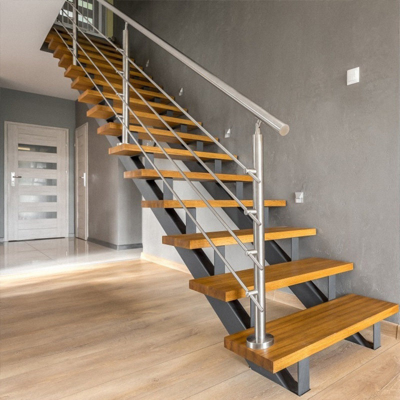 佛山定制家装不锈钢拉丝楼梯扶手现代简约钢化玻璃阳台楼梯扶手