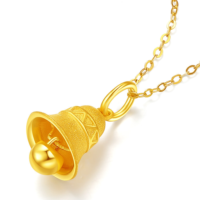 桂福珠宝铃铛黄金吊坠女款时尚足金项链细链颈饰