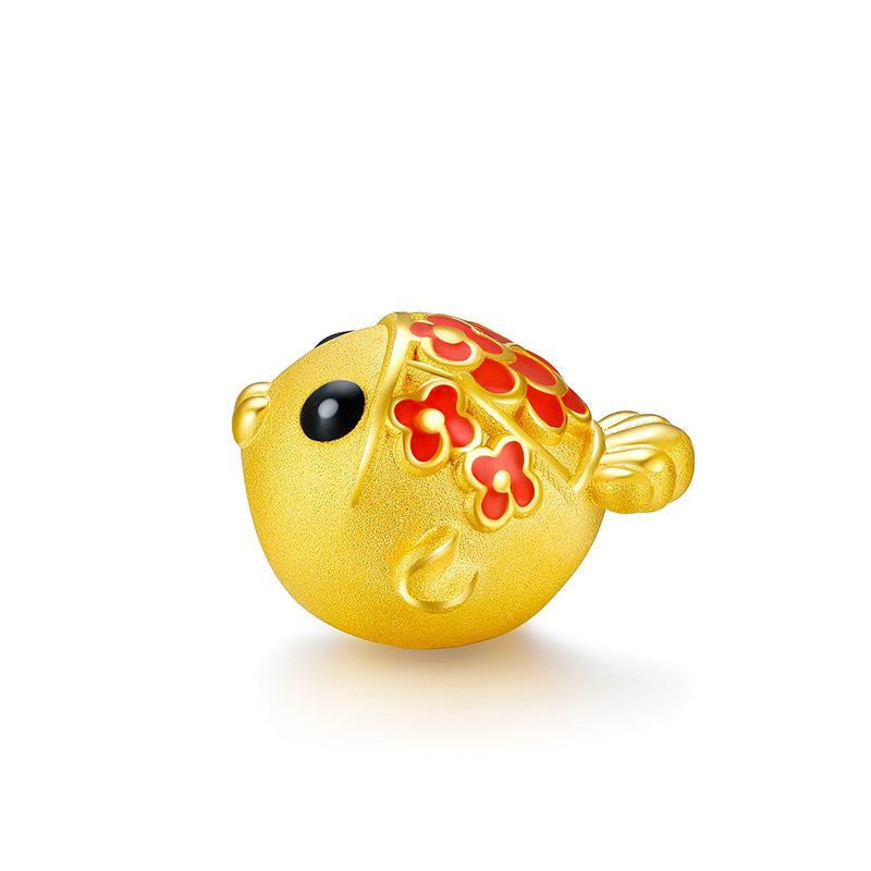 桂福珠宝小鱼黄金转运3d足金珐琅手链手环手饰