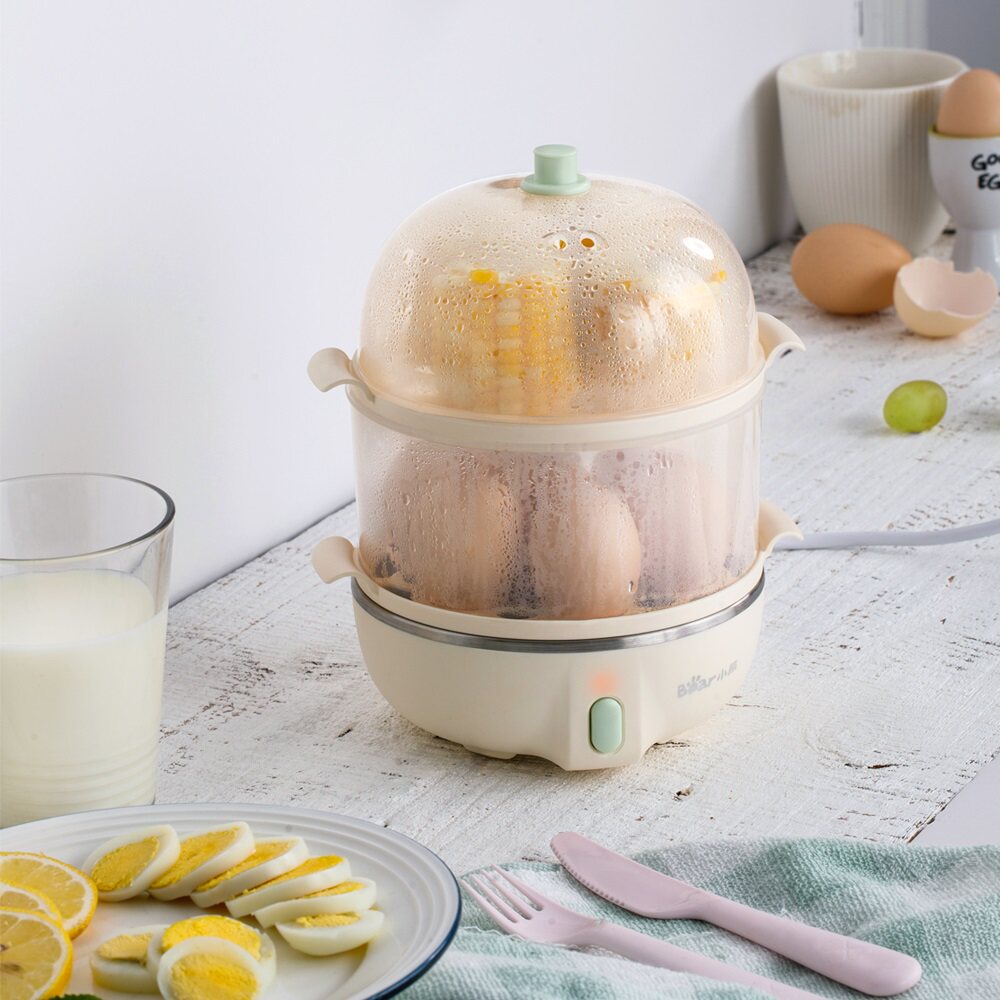 小熊煮蛋器蒸蛋器鸡蛋羹家用自动小型多功能1人双层断电 早餐神器