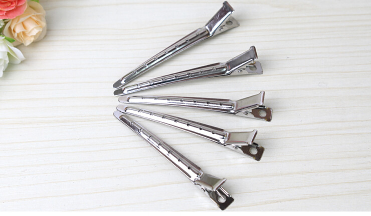 手推波纹平口夹盘发美发工具用品不锈钢鸭嘴夹美发夹子分区定位夹