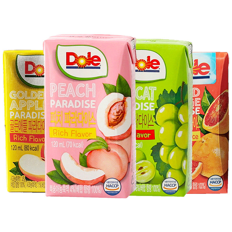 韩国进口dole都乐橙汁葡萄水蜜桃味苹果汁饮料网红果味