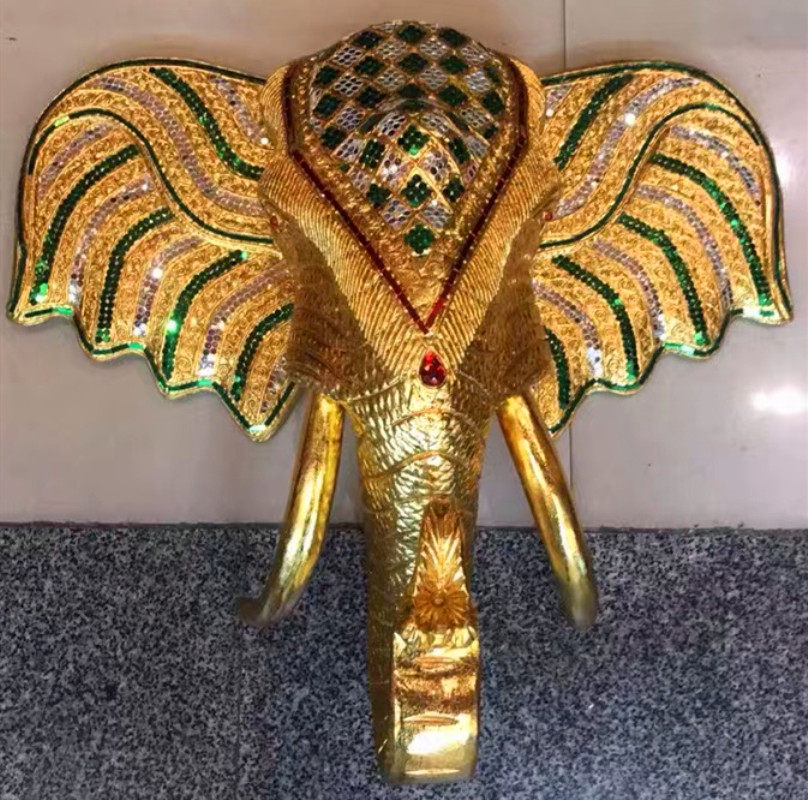 泰国素柯柯泰东南亚酒店会所装饰品大象象头壁挂壁饰