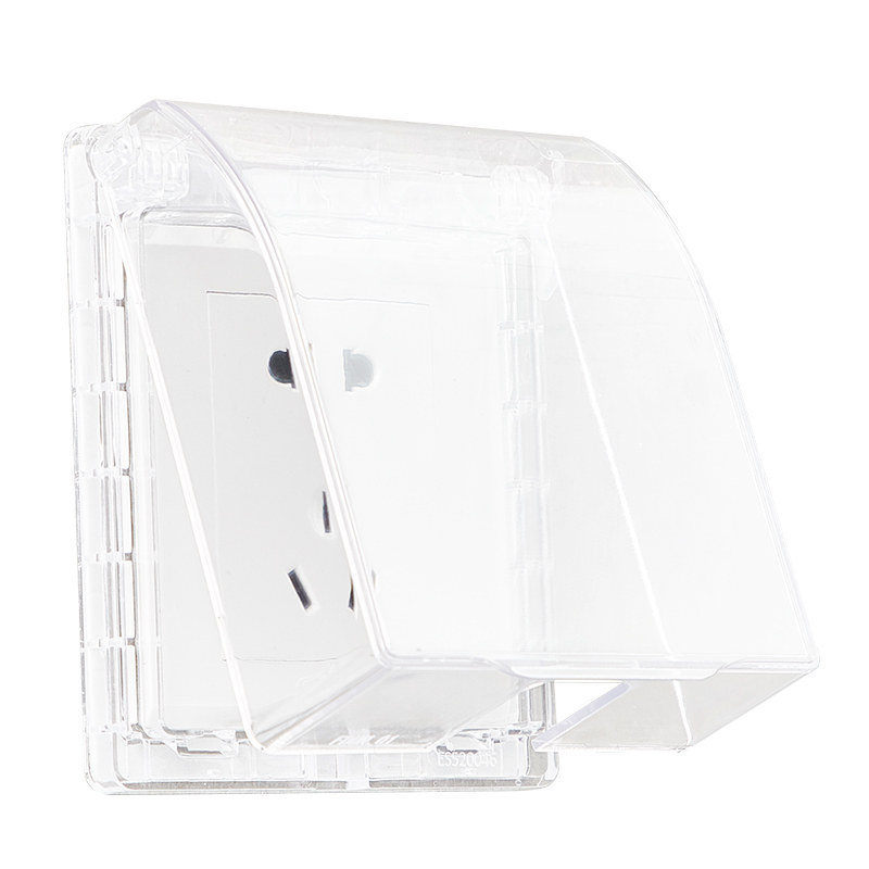 欧奔86型卫生间浴室透明自粘贴式开关面板防水防溅盒开关保护盖罩_双