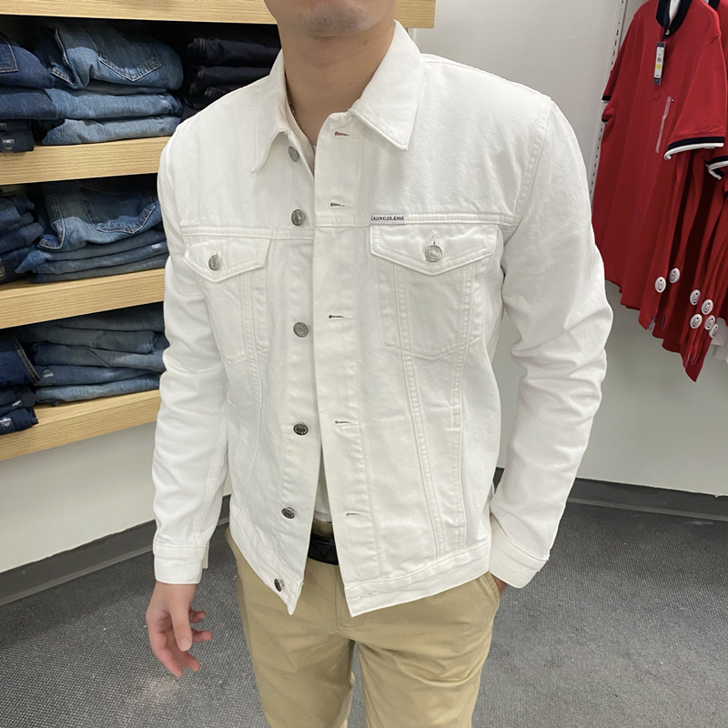 2022春季新款Calvin Klein/CK 男士休闲时尚百搭修身牛仔夹克外套
