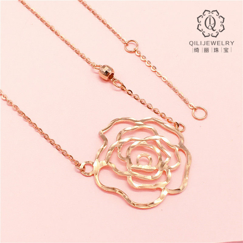 俄罗斯链套锁骨项链彩金金彩金金玫瑰14k贵妃时尚简约颈饰