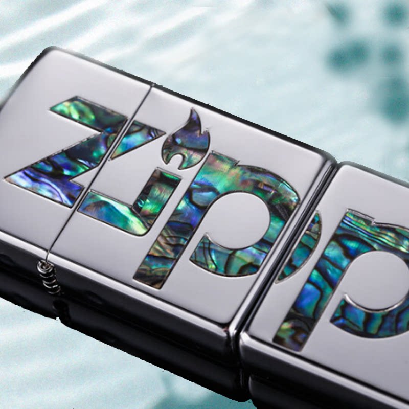 打火机zippo芝宝彩贝贝壳镶嵌双面标志煤油防风zippo