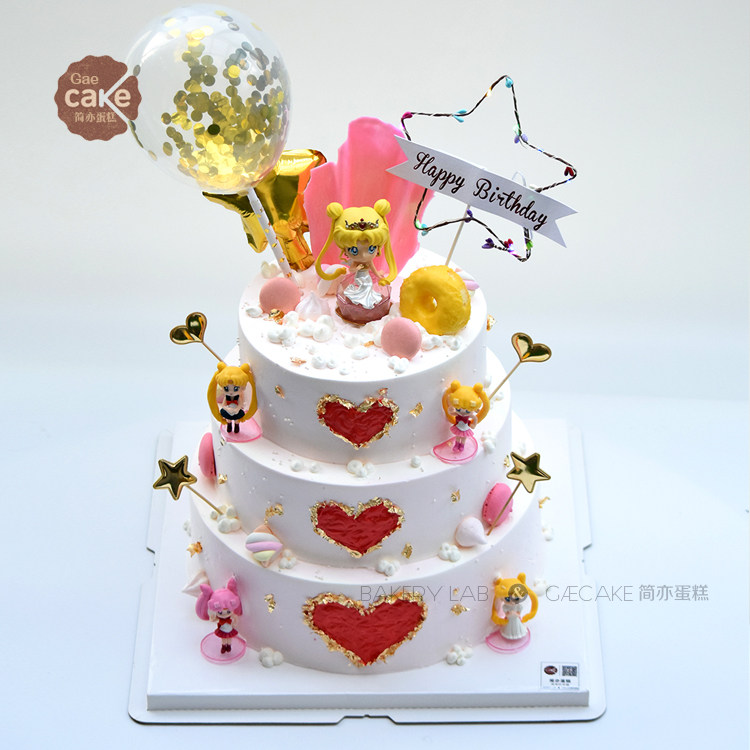 多层女儿儿童宝宝粉色生日蛋糕周岁满月100天公主新鲜蛋糕