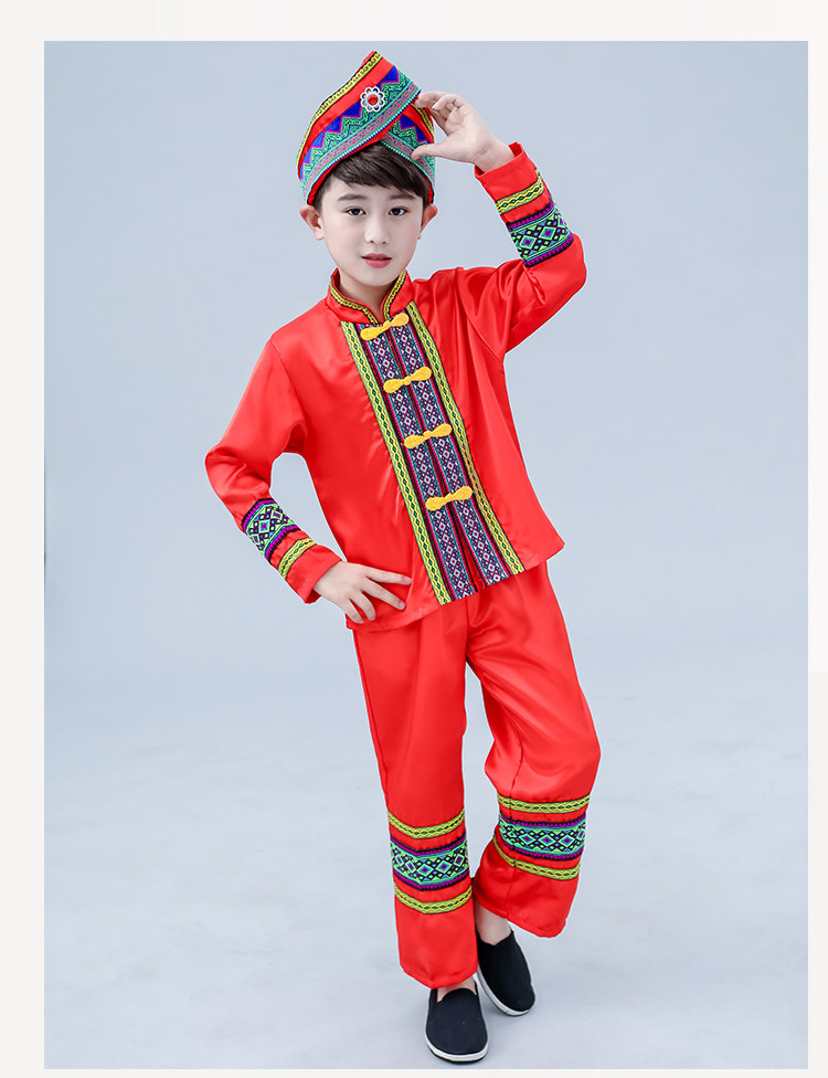 演出服新款儿童壮族舞蹈广西三月三演出服饰竹竿儿童演出服