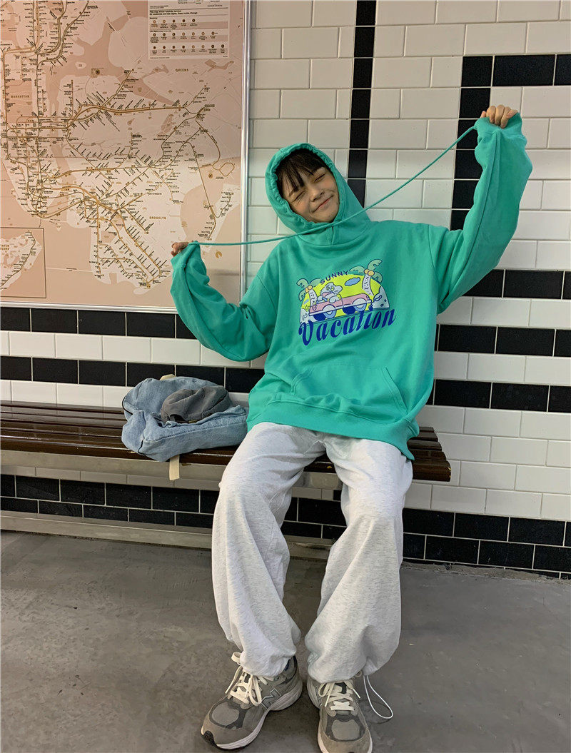 2020新款韩版宽松oversize慵懒温柔风连帽卫女外套卫衣