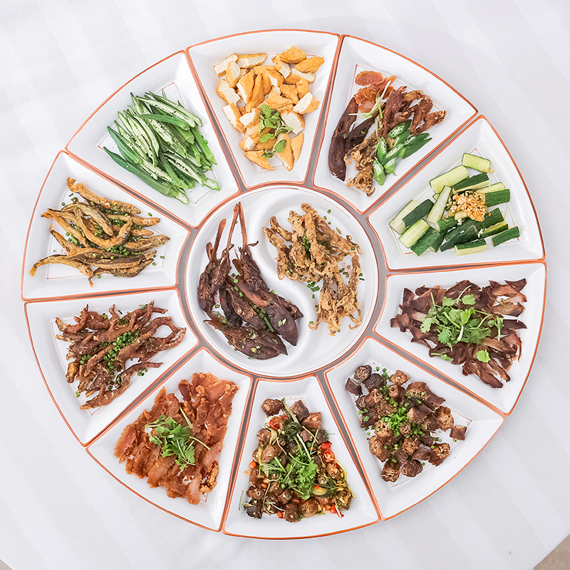 创意扇形拼盘餐具组合釉下圆桌菜盘中式陶瓷盘