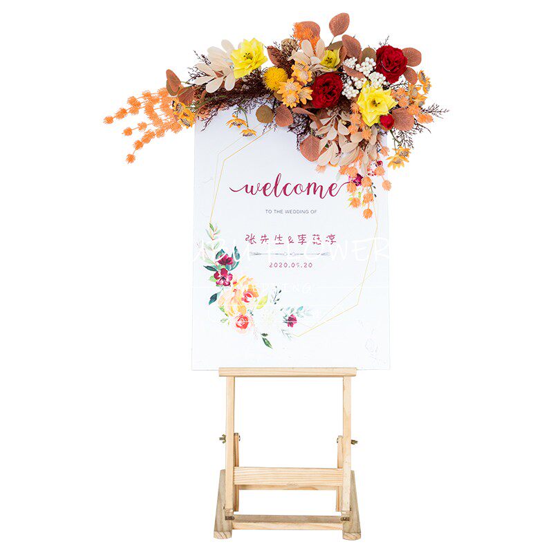 花艺新款婚礼迎宾水牌指示牌指引牌放绢花婚庆婚庆绢花