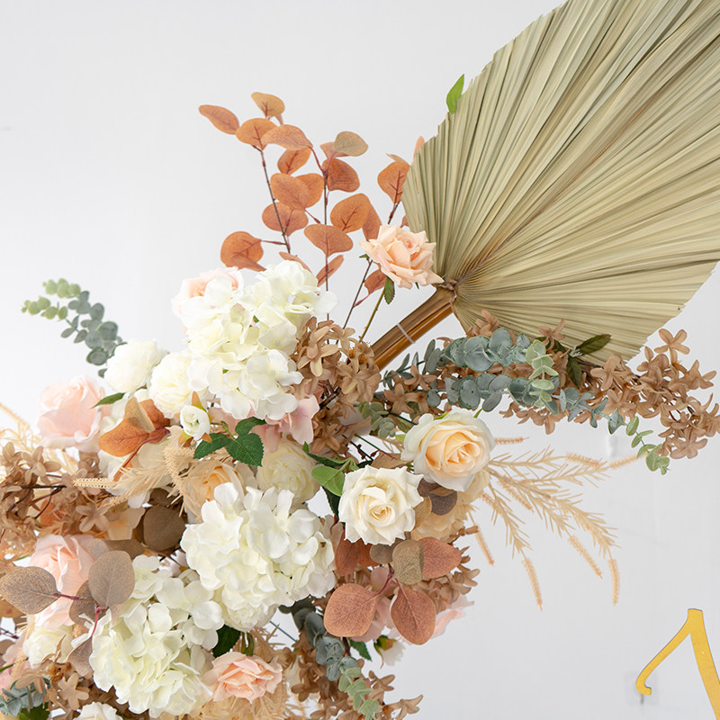 婚礼装饰香槟色欧式干花拱门花艺圆环套装摄影婚庆绢花