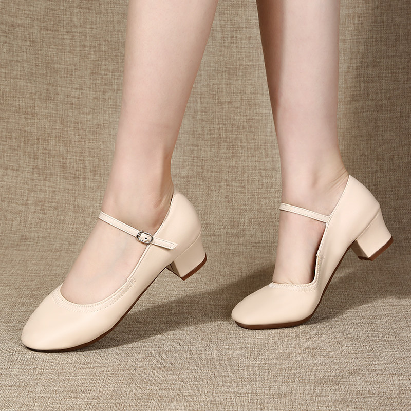 舞蹈鞋女真皮软广场舞女鞋室外演出银色跳舞鞋子广场舞鞋