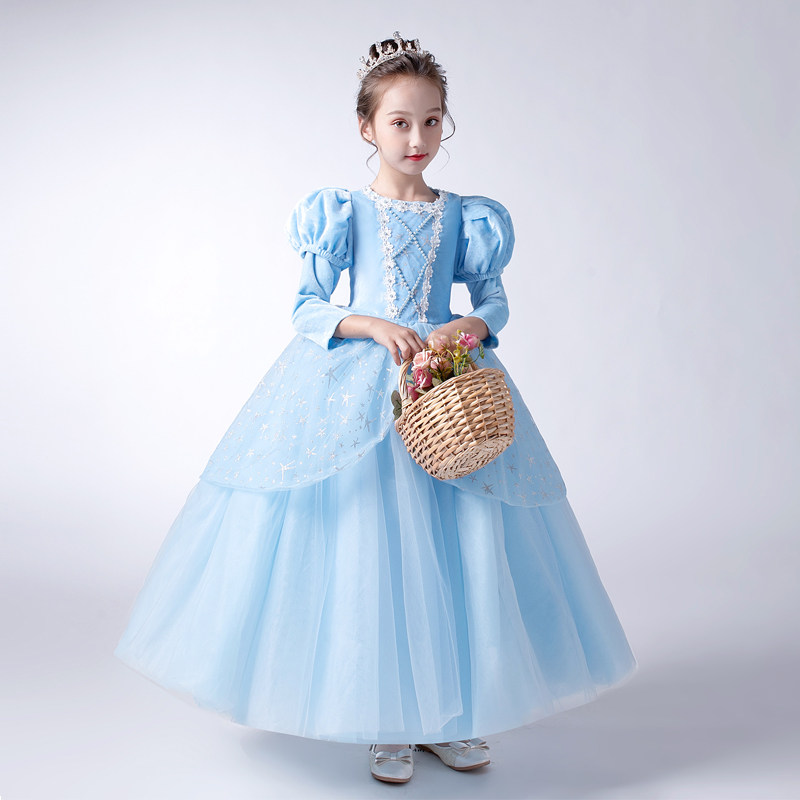爱莎公主裙子新款冰雪奇缘女童生日礼服灰姑娘苏菲亚儿童演出服装