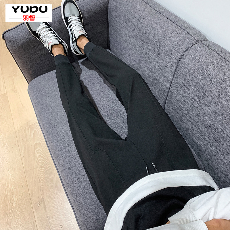 裤子男秋冬九分运动裤潮流修身男生小脚裤休闲裤束脚裤加绒款男裤