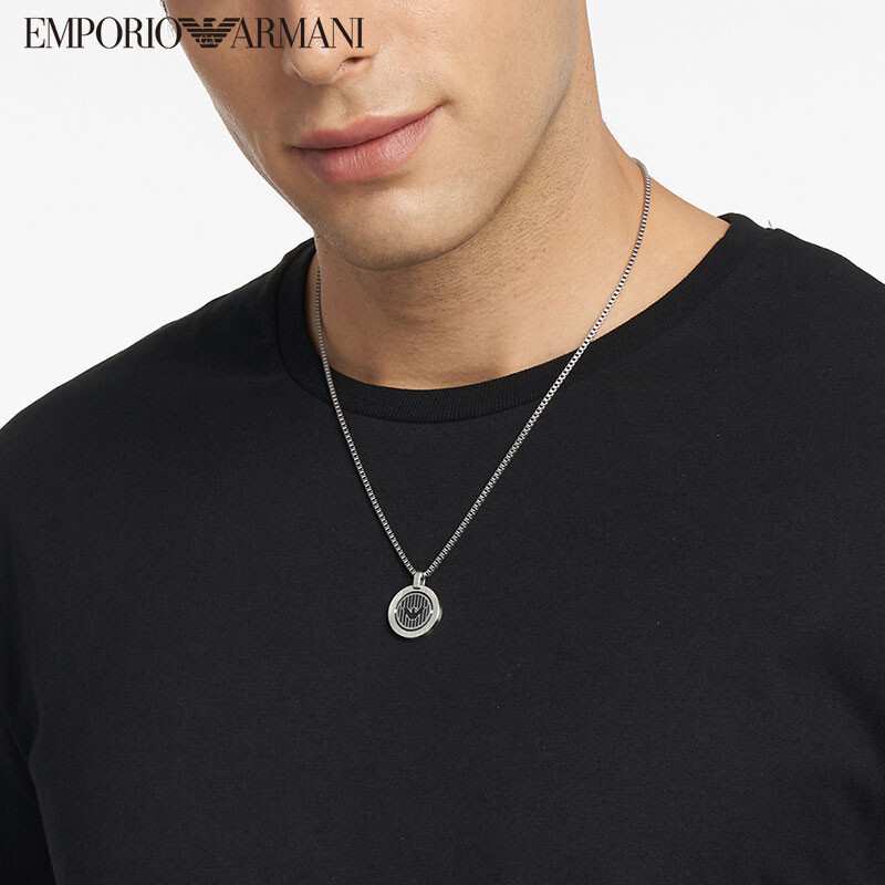 armani阿玛尼项链男士鹰标logo潮流嘻哈圆牌男友项链