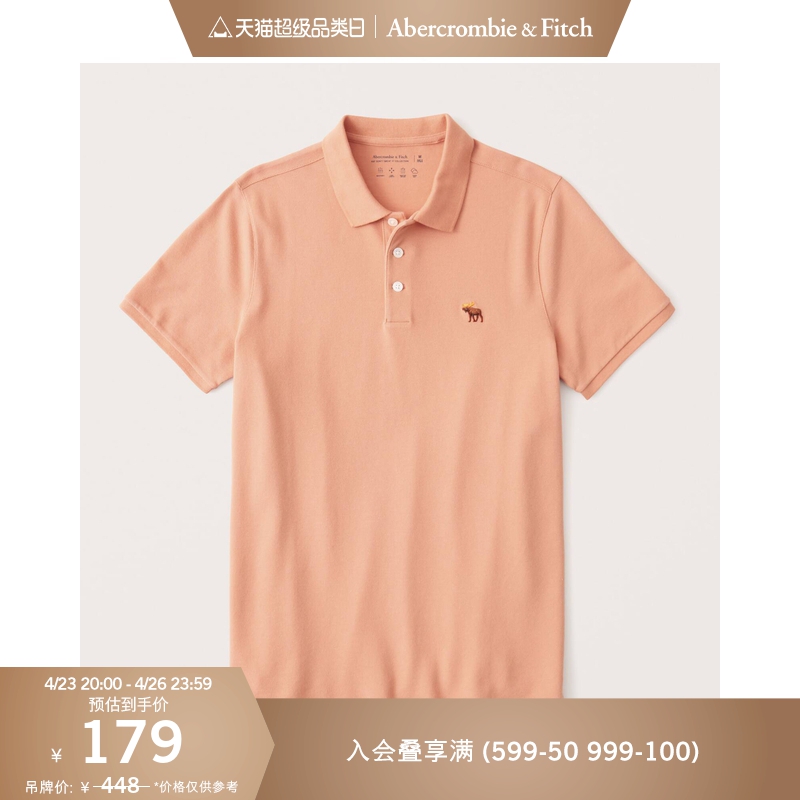 Abercrombie＆Fitch男装 标识款纯色弹力短袖Polo衫 310251-1 AF