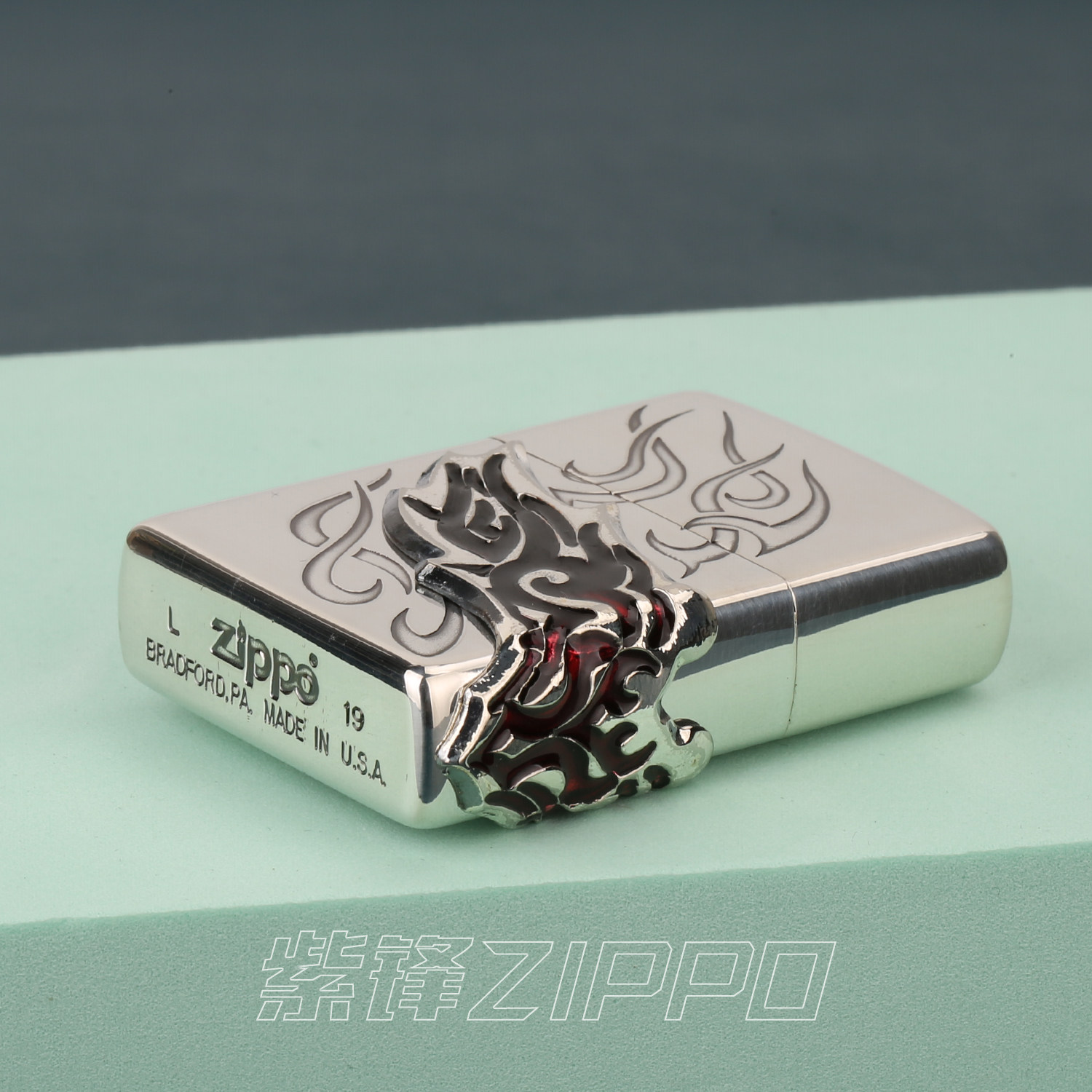 zippo防风打火机全新2019年三面环绕火焰之翼正品zippo