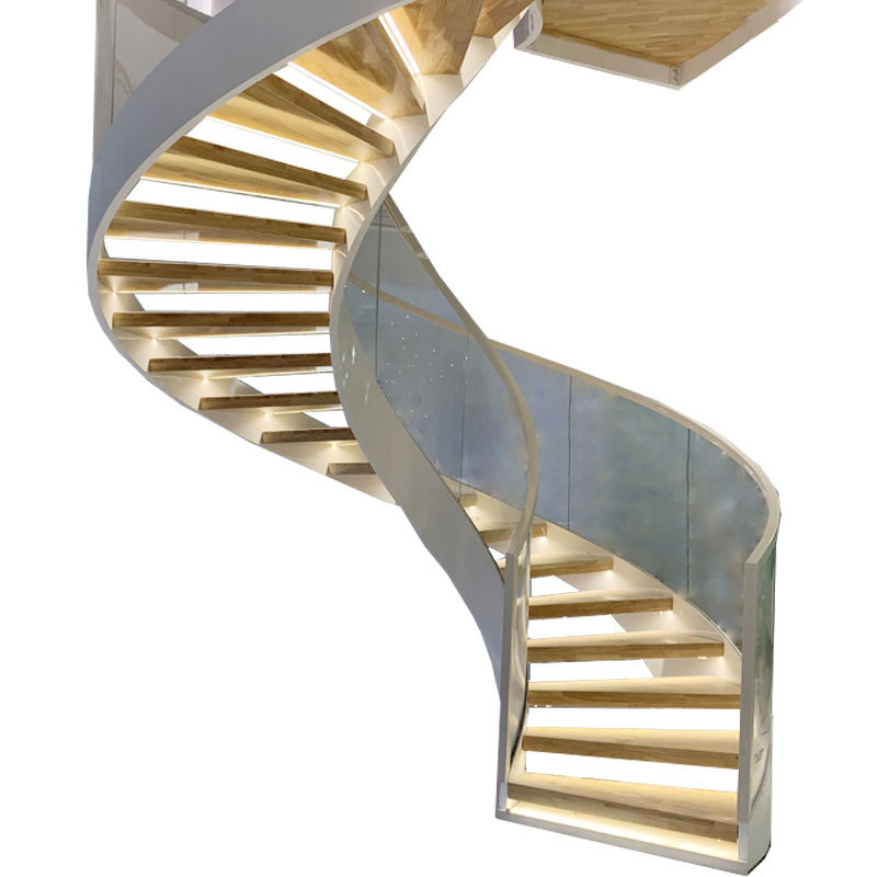 楼梯高端定制旋转弧形钢板室外踏步钢架复式整体楼梯