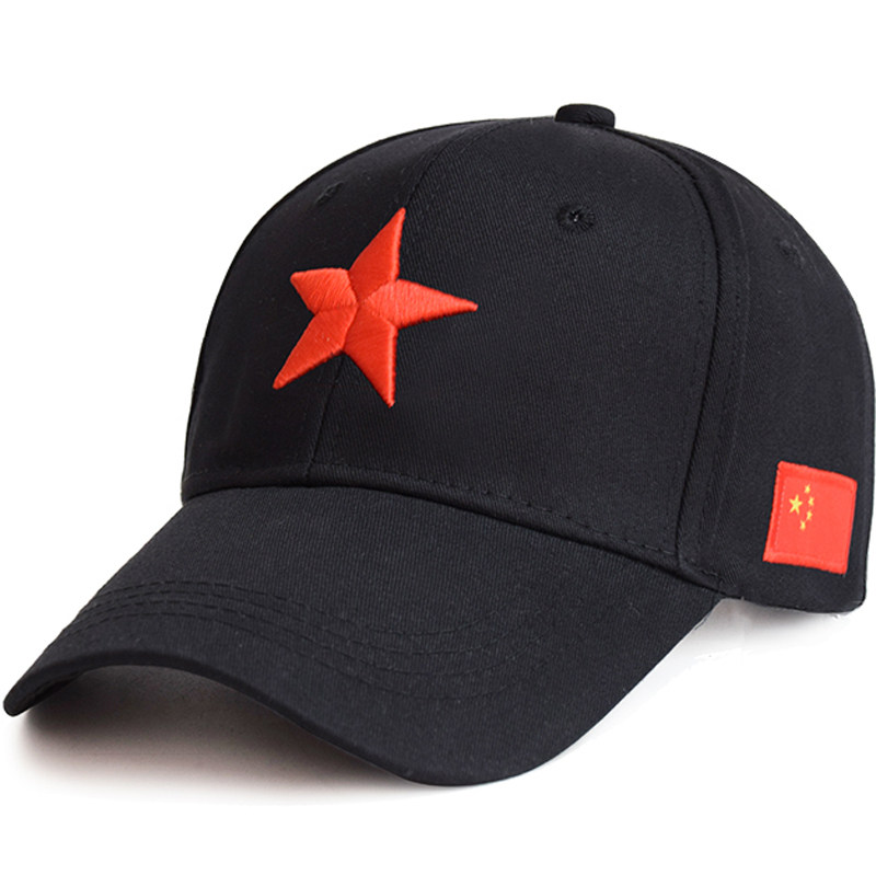 崔健同款国旗红五星帽子男红军五星红旗棒球帽五角星地图鸭舌帽女