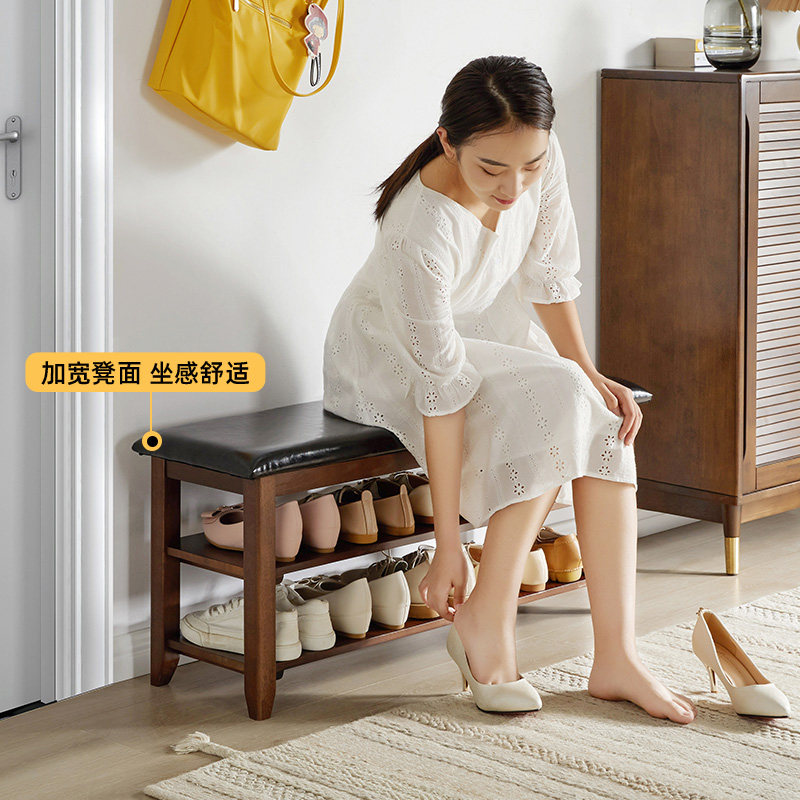 实木换鞋家用门口穿鞋鞋柜坐凳一体长条条凳换鞋凳