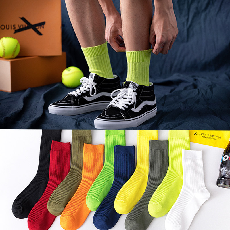 袜子男袜子款堆堆乐同余文乐余文高腰中筒绿色长袜中筒袜