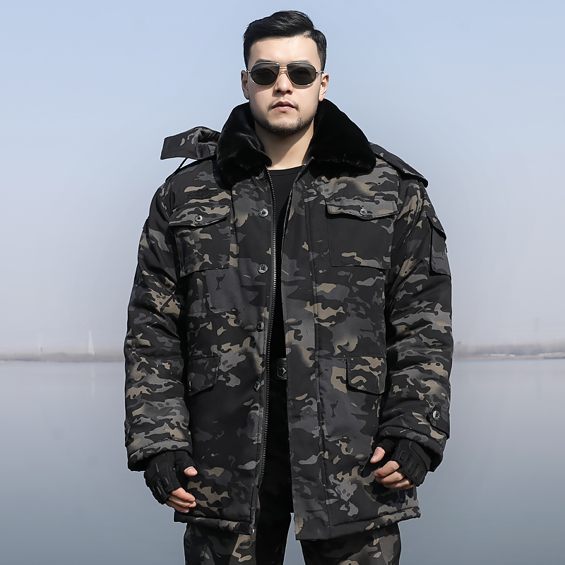 冬季加厚迷彩大衣短款棉服保暖防寒迷彩服棉衣军迷大衣