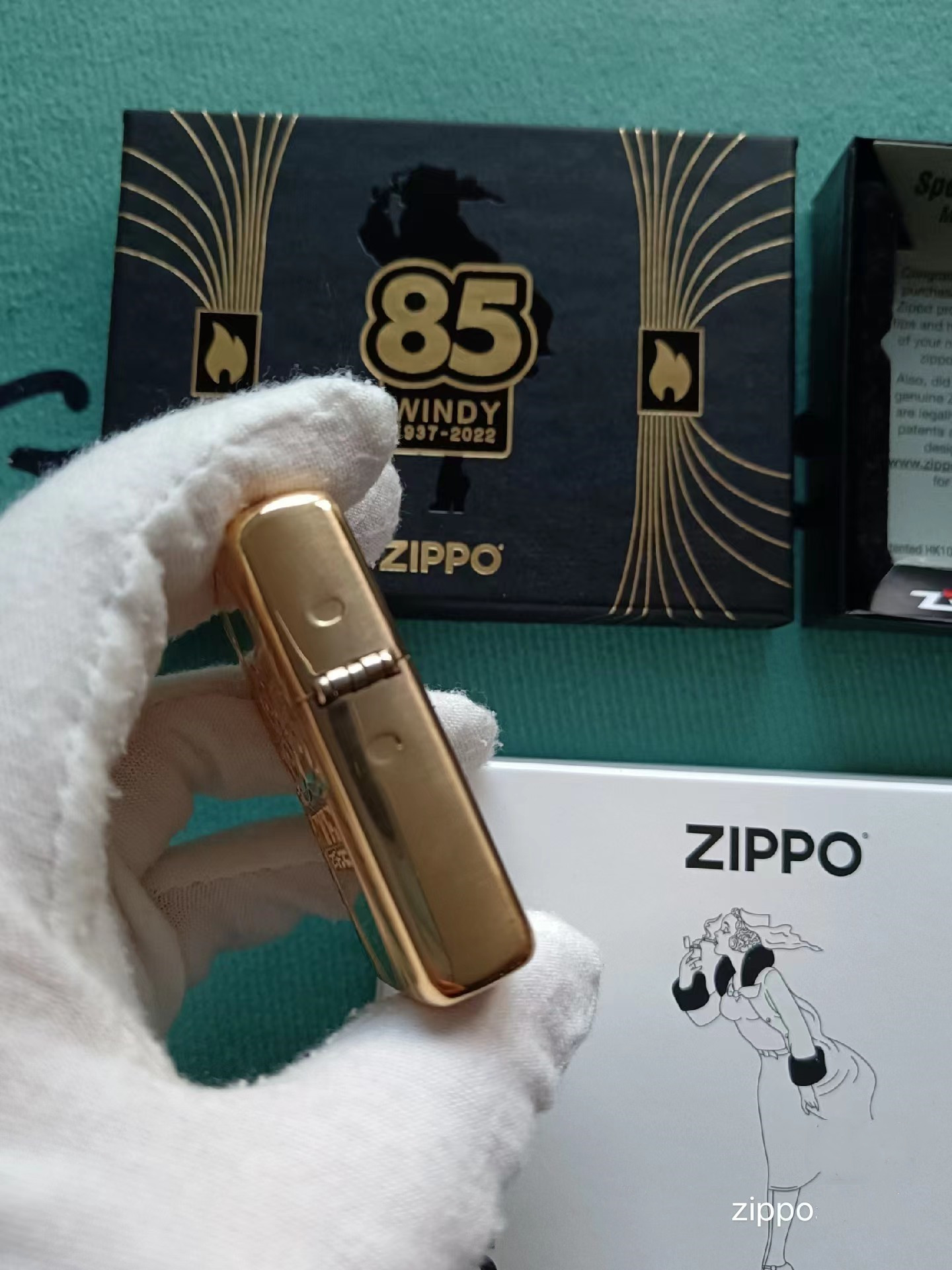 zippo打火机风中女郎85周年镀金金风限量盔甲48413正品zippo