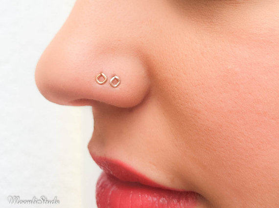 原创新品14k包金925纯银迷你鼻钉小欧美穿刺鼻环印度韩鼻饰不过敏
