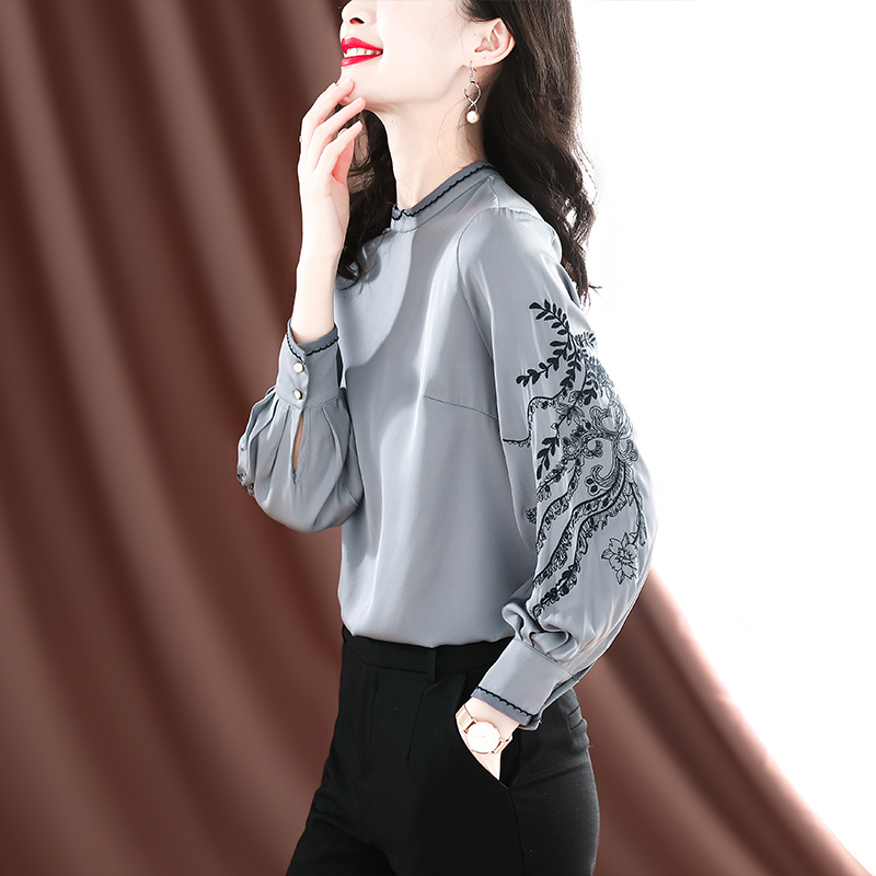 重磅真丝衬衫女2022年春秋新款长袖设计感小众轻熟桑蚕丝气质上衣