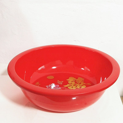 家用塑料盆加厚加深大红陪嫁用品喜庆庆红脸盆脸盆