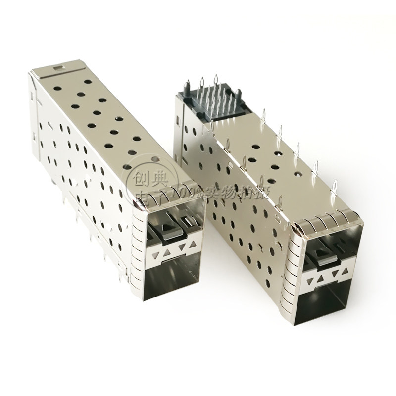 10g万兆sfp 光纤光模块笼子2x1压接脚带导光棒华为脚型下盖无小脚