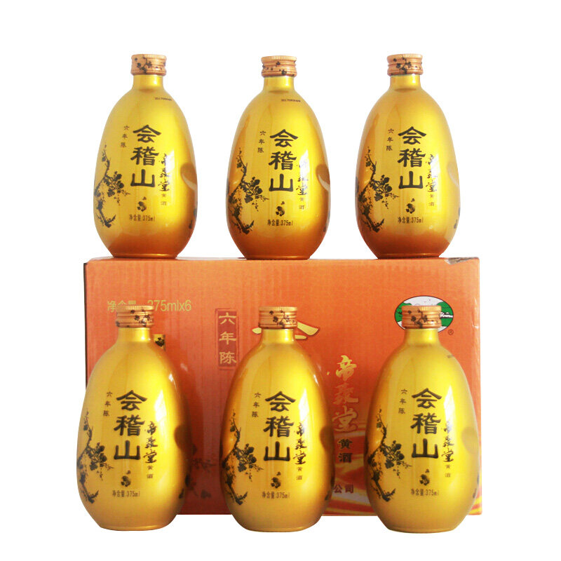 绍兴黄酒会稽山帝聚堂六年陈黄酒6瓶整箱礼盒装375ml加饭花雕酒