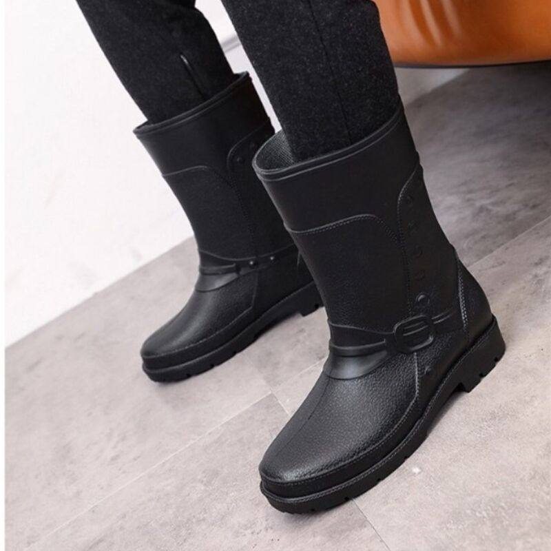 春秋韩版雨靴男士中高筒雨鞋防滑黑胶鞋冬天套鞋男加