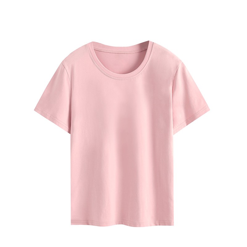 纯白色纯棉女士短袖t恤单色全白无图案丅土血桖静净版半袖上衣服