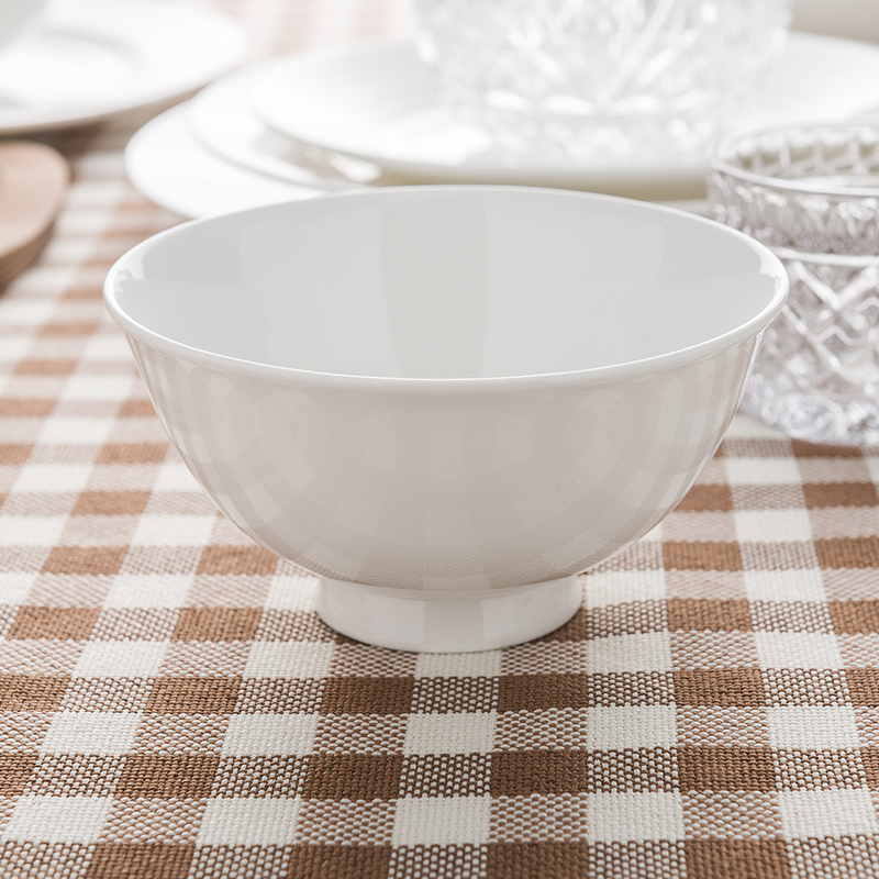 隆达骨瓷折扣店餐具纯白有底标5英寸澳碗单个学生个性家用碗微瑕