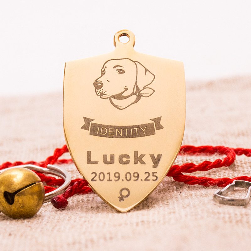 狗牌定制刻字金毛德牧铃铛吊牌项链卡斯罗大型犬狗防丢宠物身份牌