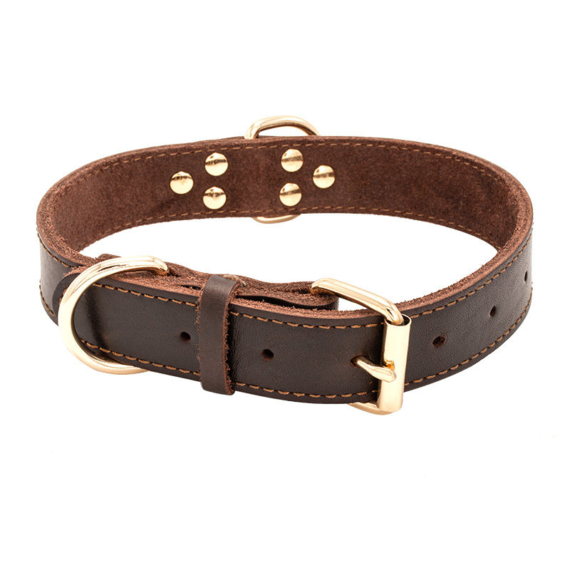牛皮狗项圈 大型犬 金毛脖圈颈圈中型犬德牧边牧阿拉斯加狗脖套