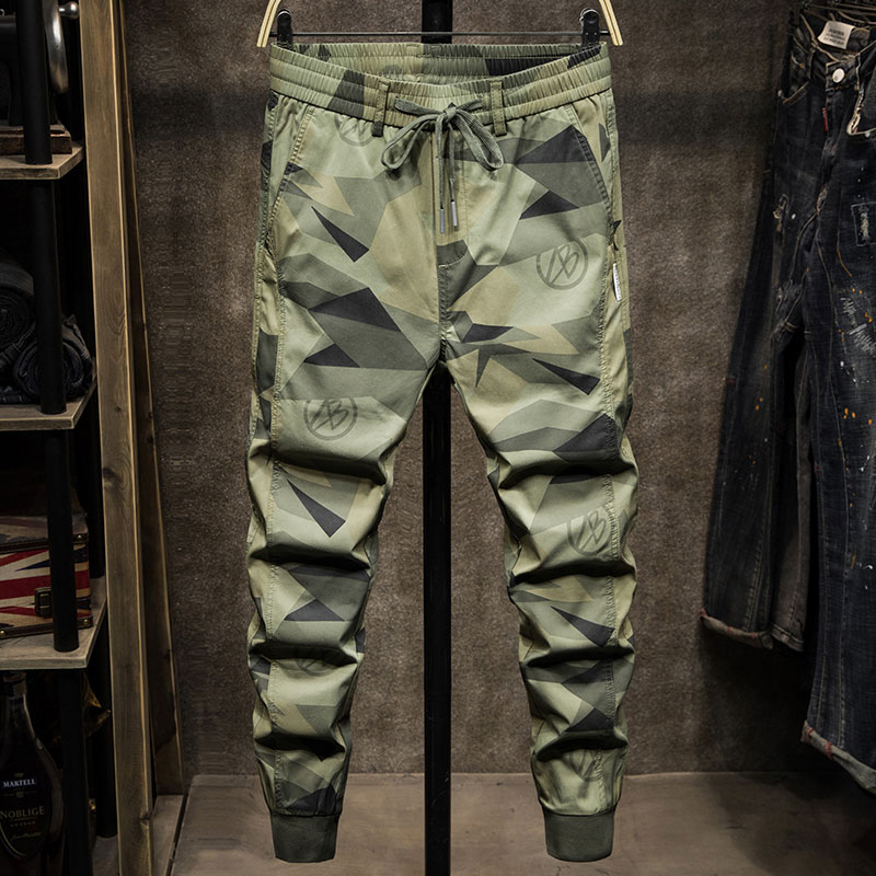 2023春季美军迷彩工装裤男潮牌印花休闲裤男修身束脚百搭宽松裤子