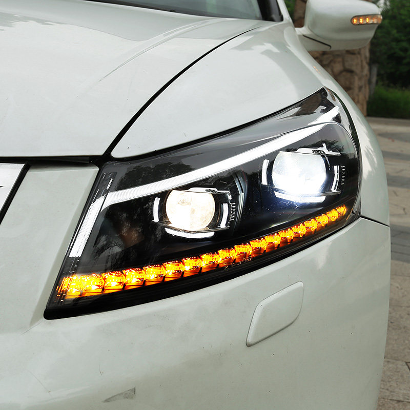 八代雅阁大灯总成08-13款led日行灯天使眼恶魔眼透镜氙气灯