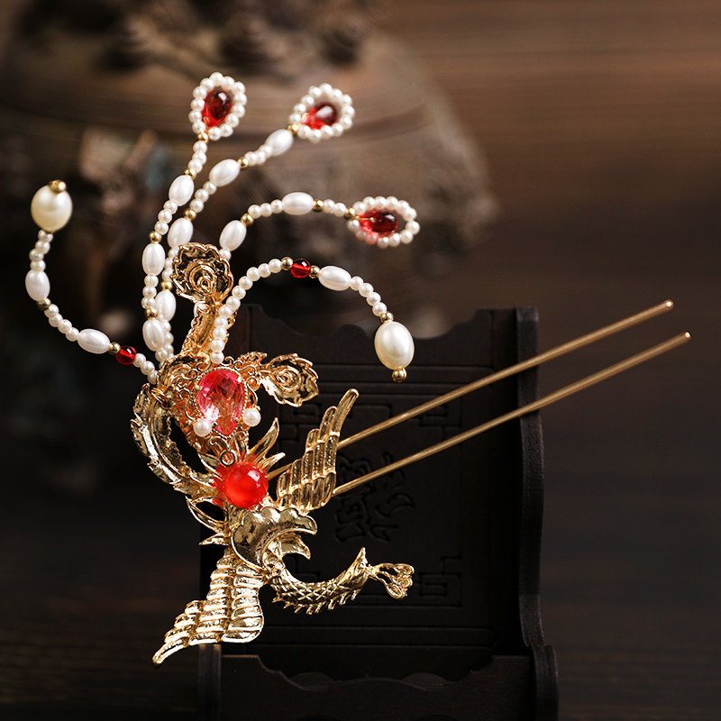 发簪红楼梦凤簪正凤偏凤钗汉流苏步摇古风鸾凤发饰