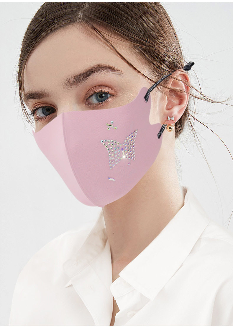 口罩跨境卡通蝴蝶3d立体粉色色带夏天薄款口罩