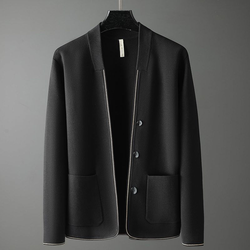 无痕v领开衫毛衣男2021秋冬新款韩版潮流外穿针织衫男外套潮上衣