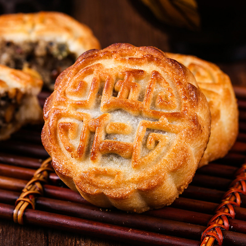 群方食品老式传统正宗酥皮京式五仁月饼手工大个独立包装散装糕点