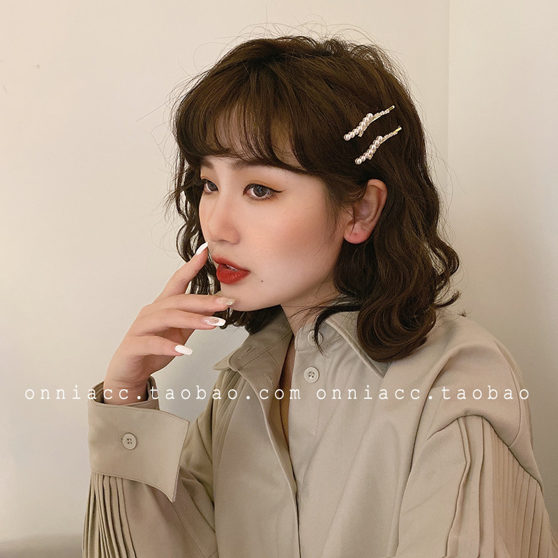 韩国珍珠水钻波浪发夹女边侧边刘海后脑勺可爱发饰