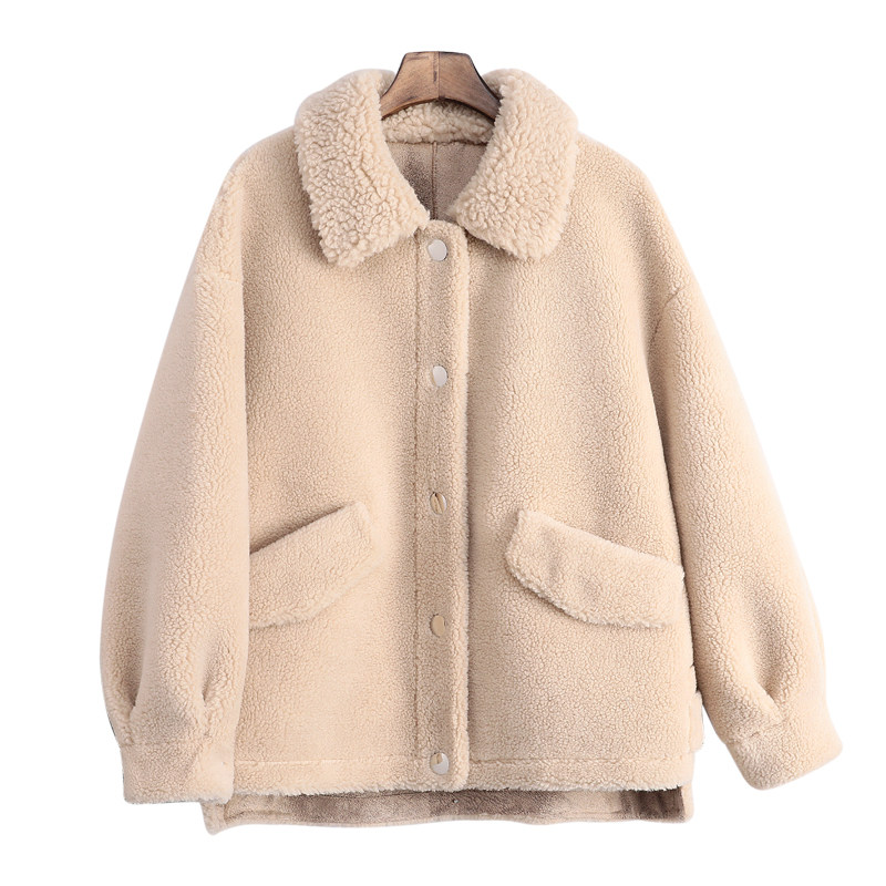 颗粒绒大衣女短款羊毛毛呢外套2018秋冬季新款小个子皮毛一体外套