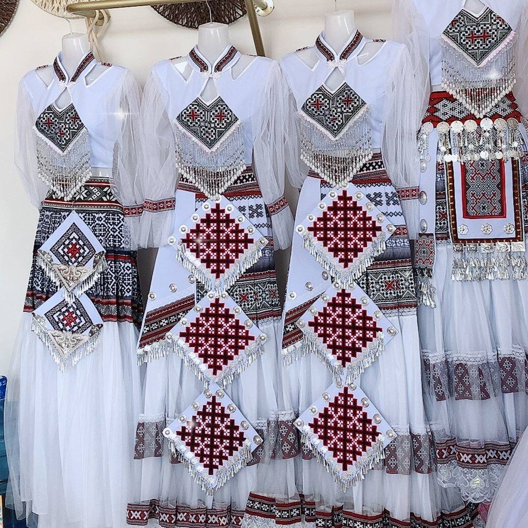 阿卯服装贵州云南少数民族白色新款长款女装苗族民族服装